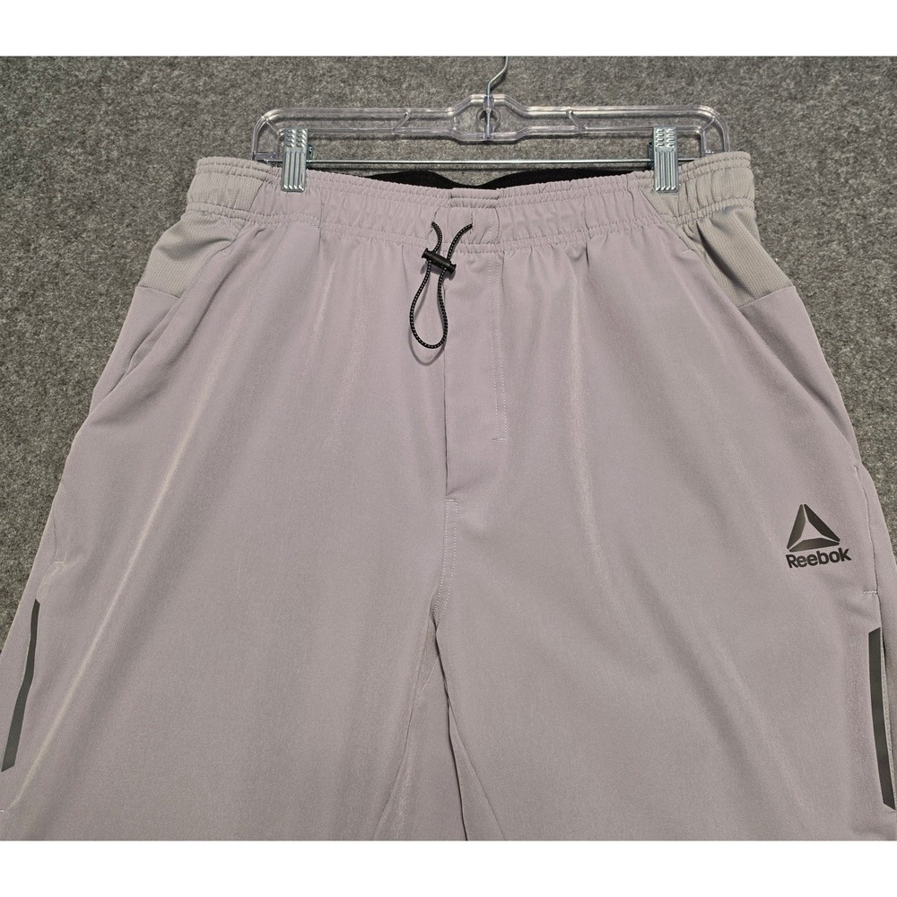 Reebok Mens Gray Athletic Training Pants Size Large RDM251PA31 Drawstring Bungee - Picture 3 of 9